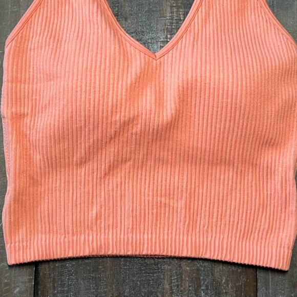 Wishlist Ribbed Coral Crop Top Bralette M/L | Stretchy Soft Lounge Tank - Picture 6 of 16